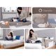 Bariera de siguranta rabatabila pentru pat cu buzunar de accesorii Eva, 150 x 35 cm, Grey Melange, Lionelo 637955