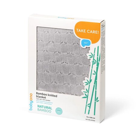 Paturica tricotata din fibre de bambus, Gri, + 0 luni, Babyono 637932