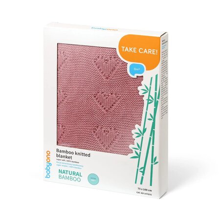 Paturica tricotata din fibre de bambus, Roz, + 0 luni, Babyono 637934