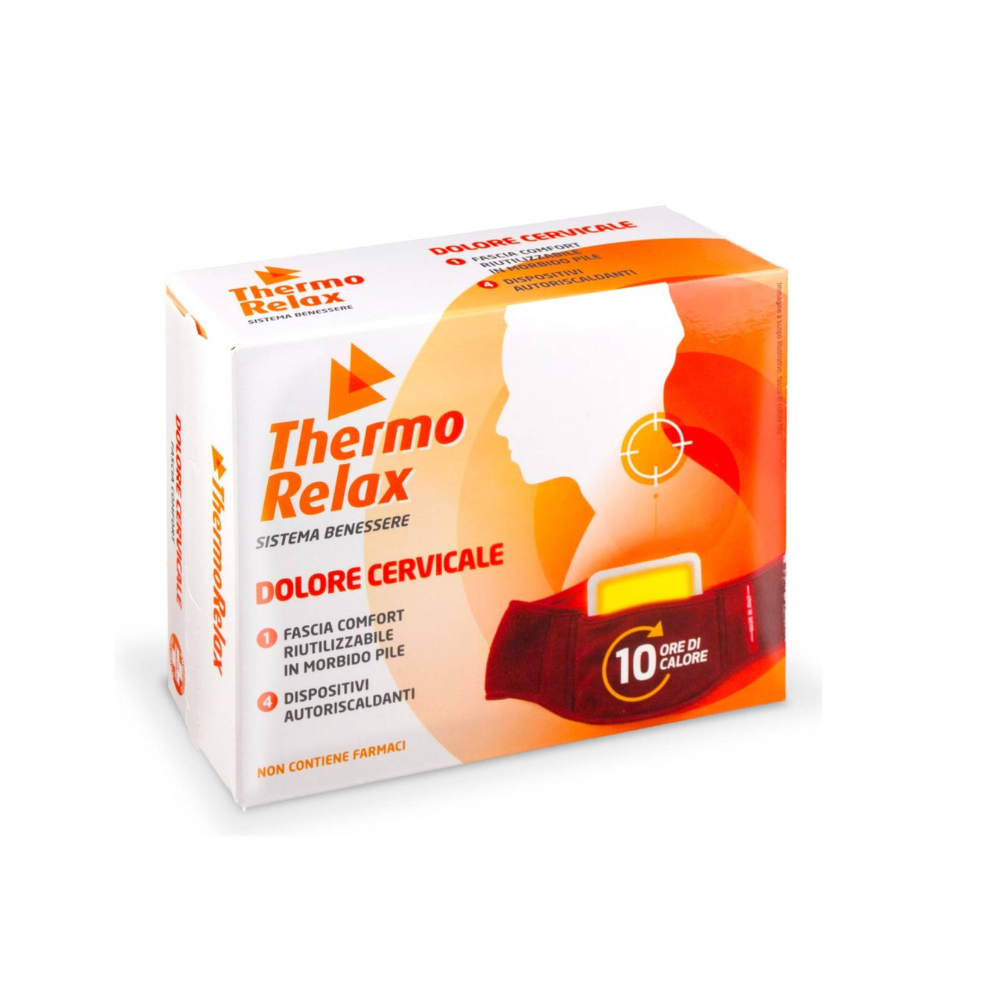 Banda cervicala ajustabila + 4 Dispozitive autoincalzitoare Maxi, actiune 10h, 100% natural, reutilizabila, ThermoRelax