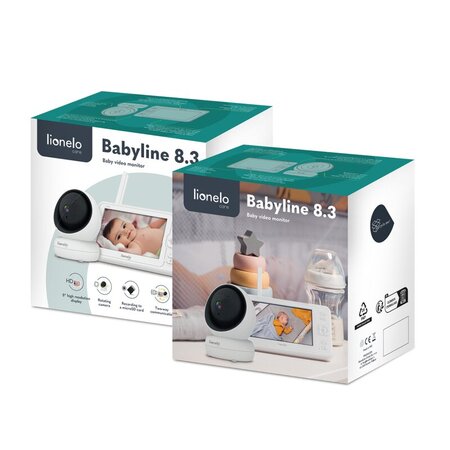 Videofon cu termometru si rotatie 360 Babyline 8.3, White, Lionelo 638169