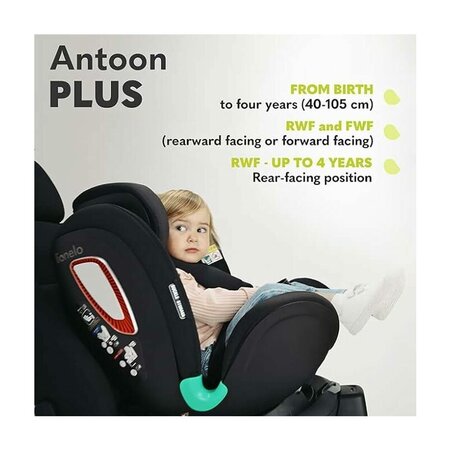 Scaun auto rotativ Antoon Plus I-Size, 40 - 105 cm, Black Onyx, Lionelo 638218