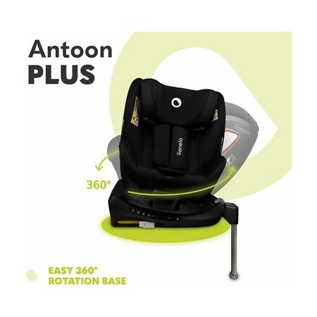 Scaun auto rotativ Antoon Plus I-Size, 40 - 105 cm, Black Onyx, Lionelo 638216