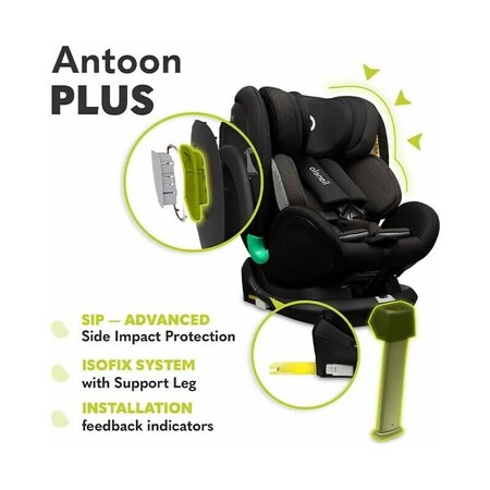 Scaun auto rotativ Antoon Plus I-Size, 40 - 105 cm, Black Onyx, Lionelo 638217