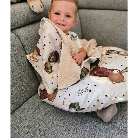 Cearceaf cu elastic pentru patut co-sleeper Leonie, Teddy Bear On Moon, 83x50 cm, MimiNu 638274