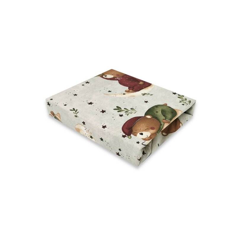 Cearceaf cu elastic pentru patut co-sleeper Leonie, Teddy Bear On Moon, 83x50 cm, MimiNu