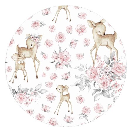 Cearceaf cu elastic pentru patut co-sleeper Luna, Sweet Deer Pink, 84.5x50.5 cm, MimiNu 638284