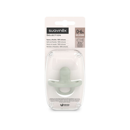 Suzeta fiziologica din silicon SX Pro Colour Essence, 0-6 luni, Verde, Suavinex