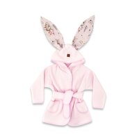 Halat de baie cu urechi, buzunare si cordon Little Ballerina, Pink, 6 - 24 luni, MimiNu