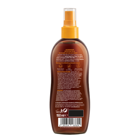 Ulei spray bronzant cu protectie solara SPF 30 Protectie & Bronz, 150 ml, Elmiplant Sun 780045