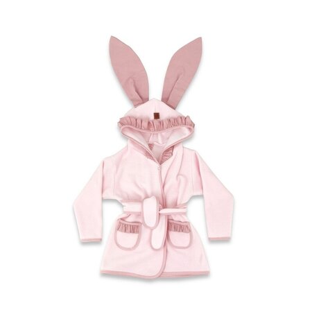 Halat de baie cu urechi, buzunare si cordon Royal, Powder Pink, 6 - 24 luni, MimiNu
