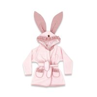 Halat de baie cu urechi, buzunare si cordon Royal, Powder Pink, 6 - 24 luni, MimiNu