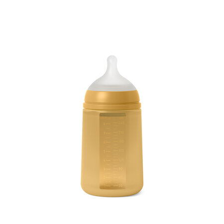 Biberon din silicon SX Pro cu debit mediu Colour Essence, Galben Mustar, 240 ml, Suavinex 638521