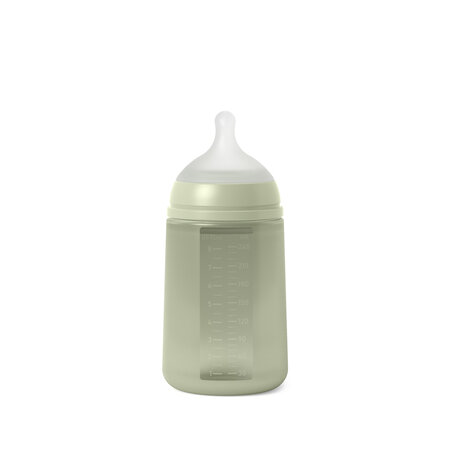 Biberon din silicon SX Pro cu debit mediu Colour Essence, Verde, 240 ml, Suavinex 638526
