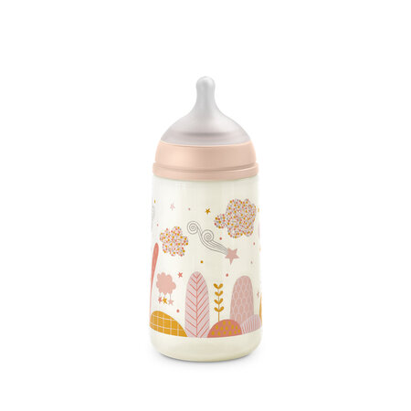 Biberon cu tetina fiziologica SX Pro cu debit mediu Dreams, Piersica, 270 ml, Suavinex 638617