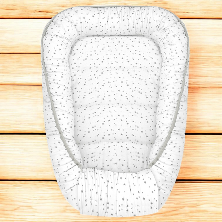 Cosulet bebelus pentru dormit Baby Cocoon, Mini Gray Stars, 75x55 cm, MimiNu 801099