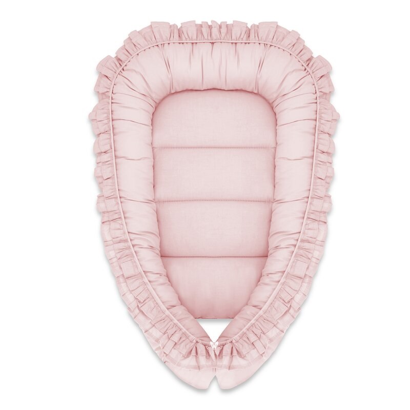 Cosulet pentru bebelus cu volanase Baby Nest Royal, Powder Pink, 55 x 75 cm, MimiNu