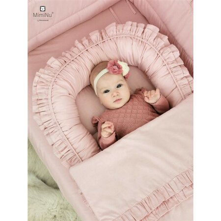 Cosulet pentru bebelus cu volanase Baby Nest Royal, Powder Pink, 55 x 75 cm, MimiNu 801094