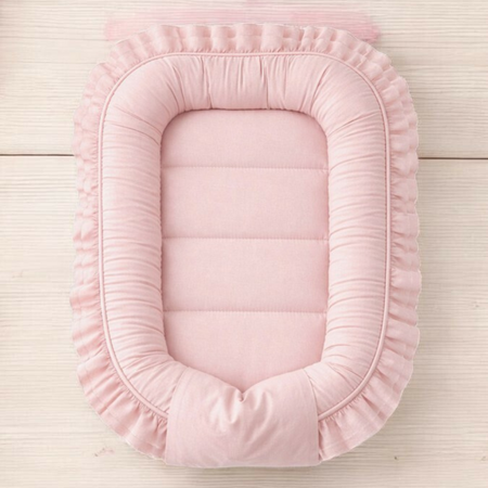 Cosulet pentru bebelus cu volanase Baby Nest Royal, Powder Pink, 55 x 75 cm, MimiNu 801097