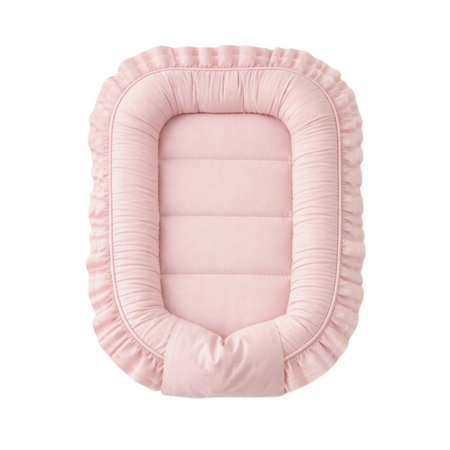 Cosulet pentru bebelus cu volanase Baby Nest Royal, Powder Pink, 55 x 75 cm, MimiNu