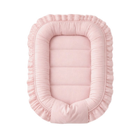 Cosulet pentru bebelus cu volanase Baby Nest Royal, Powder Pink, 55 x 75 cm, MimiNu