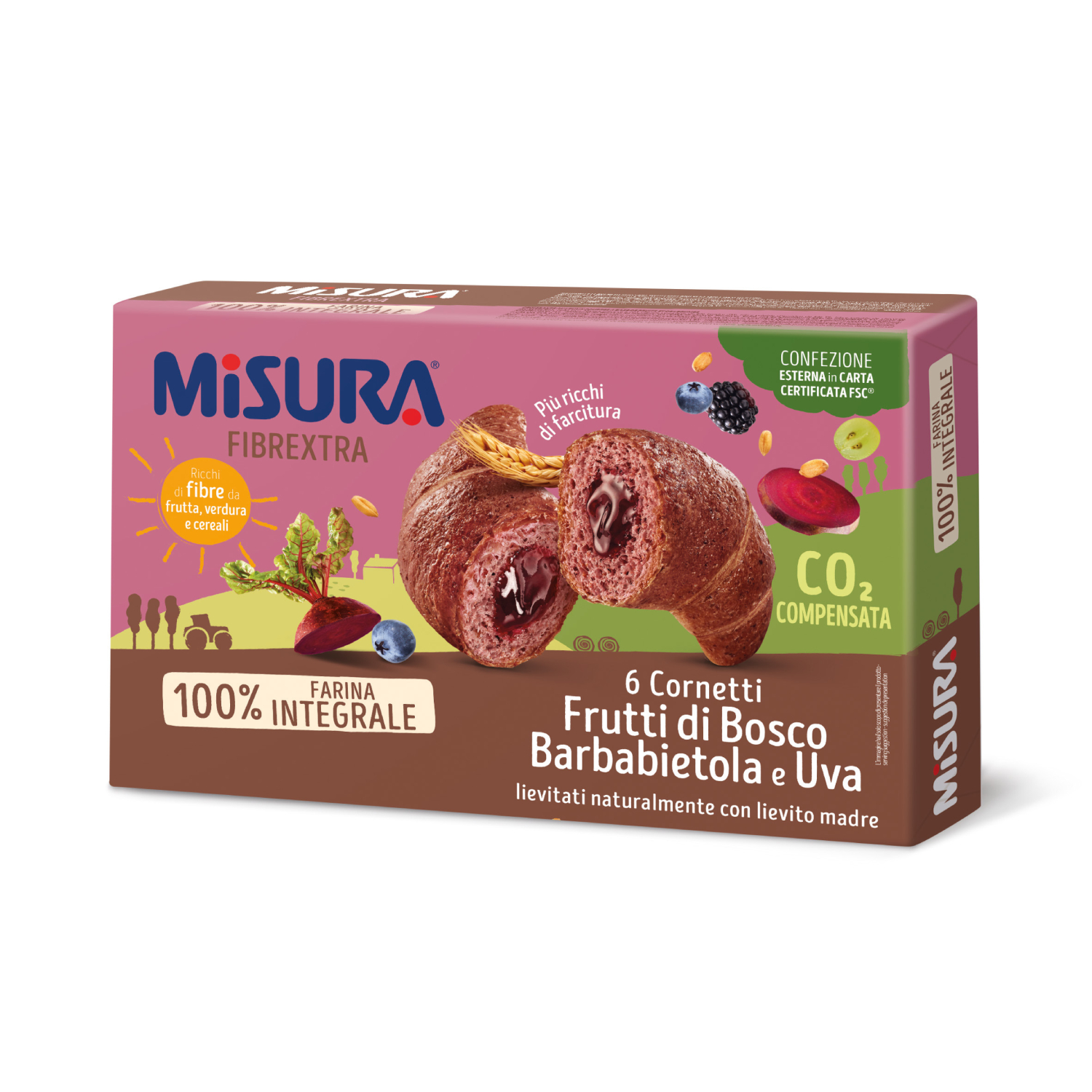 Croissant cu fructe de padure, sfecla si struguri, 308 g, Misura