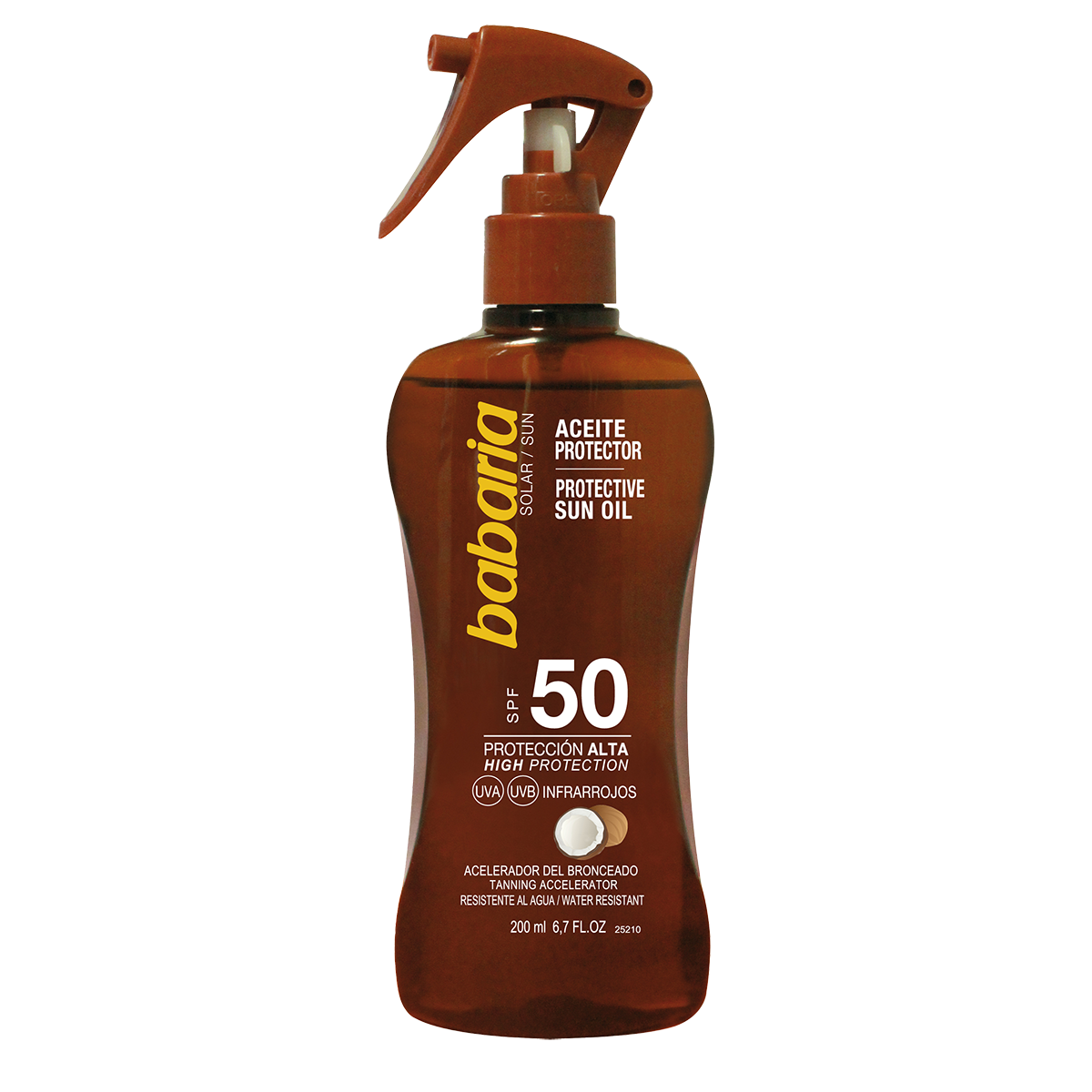 Ulei cu protectie solara SPF50 si accelerator de bronzare, 200 ml, Babaria