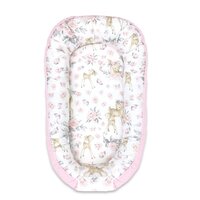 Cosulet pentru bebelus cu doua fete Baby Nest Velvet, Sweet Deer Pink, 105x66 cm, MimiNu