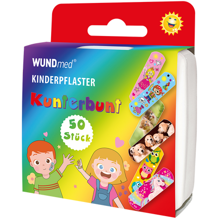 Plasturi colorati pentru copii, 50 bucati, Wundmed