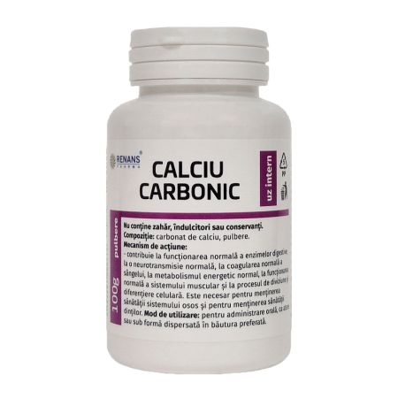 Calciu carbonic pulbere, 100 g, Renans