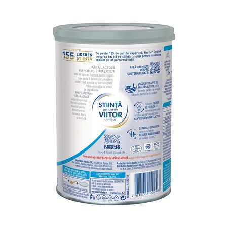 Lapte praf de inceput pentru bebelusi, fara lactoza Nan Expert Pro, +0 luni, 400 g, Nestle 816019