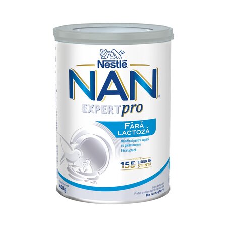 Lapte praf de inceput pentru bebelusi, fara lactoza Nan Expert Pro, +0 luni, 400 g, Nestle 816024