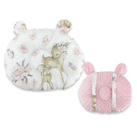 Perna bebelusi multifunctionala cu doua fete Ursulet, 30x23 cm, Sweet Deer Pink, MimiNu