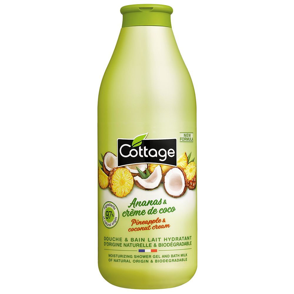 Gel de dus si lapte de baie cu ananas si cocos, 750 ml, Cottage