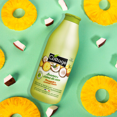 Gel de dus si lapte de baie cu ananas si cocos, 750 ml, Cottage 639168