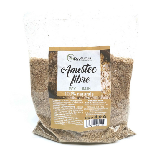 Amestec fibre tarate Psyllium si in zdrobit, 250 g, EcoNatur