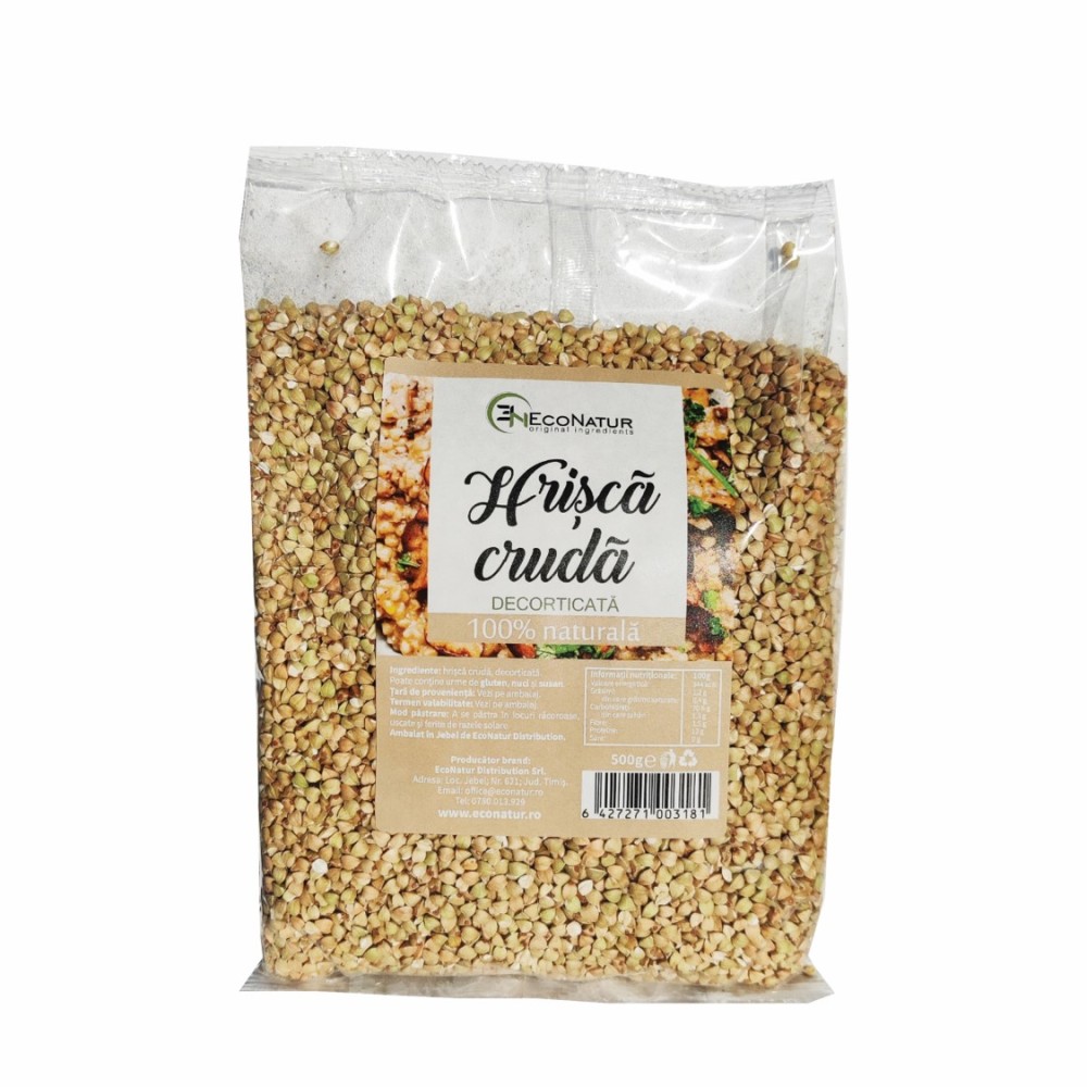 Hrisca cruda decorticata, 500 g, Econatur