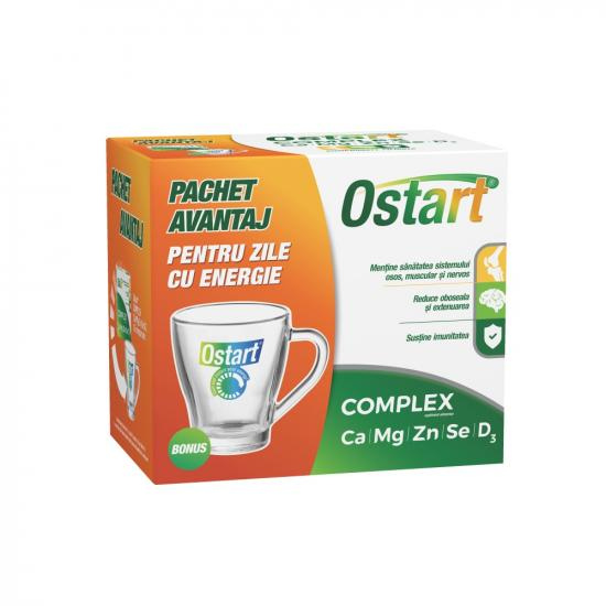 Pachet Ostart Complex Ca + Mg + Zn + Se + D3, 20 comprimate + Cana, Fiterman