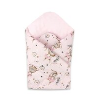 Paturica de infasat cu doua fete Little Ballerina Pink, 75x75 cm, 1 bucata, MimiNu