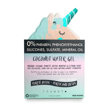 Masca de fata detoxifianta din bioceluloza Coconut Water, 30 ml, Inuwet