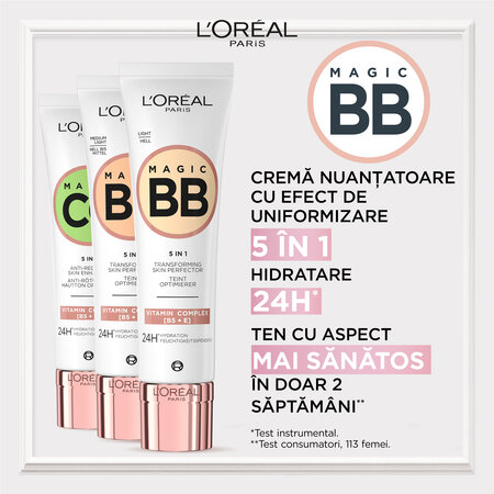 Crema corectoare cu vitamine Magic BB, 03 Medium Light, 30 ml, L'oreal Paris 639504