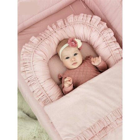 Volanas pentru saltea de patut Royal, Powder Pink, 120x60 cm, MimiNu 639565