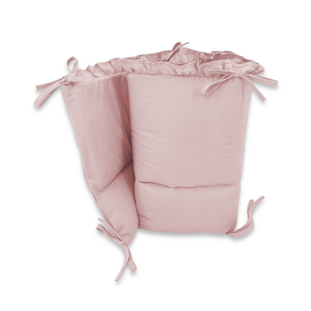 Set lenjerie pentru patut 5 piese, cu volanase si doua protectii laterale Royal, Powder Pink, 120x60 cm, MimiNu 685313
