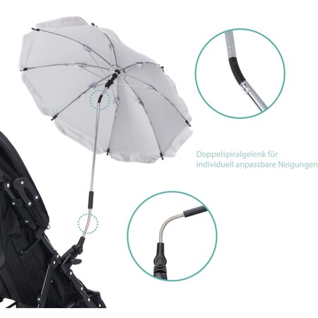 Umbrela pentru carucior cu protectie UV 50+, 66 cm, Negru, Fillikid 639582