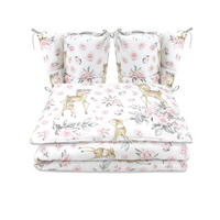 Set lenjerie patut cu 4 piese, Sweet Deer Pink, 120x60 cm, MimiNu