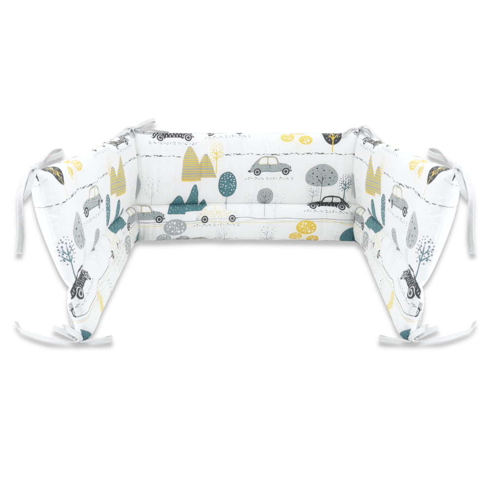 Set lenjerie pentru patut cu 5 piese, Childrens Journey Grey, 120x60 cm, MimiNu