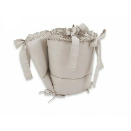 Set lenjerie pentru patut 5 piese, cu volanase, pilota si perna Royal, Beige, 120x60 cm, MimiNu 639687
