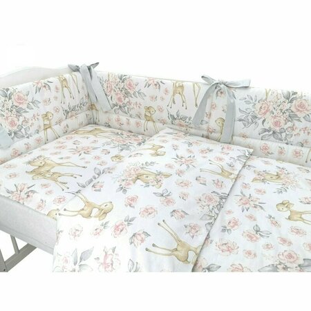 Set lenjerie pentru patut cu 5 piese, Sweet Deer Pink, 120x60 cm, MimiNu 639719