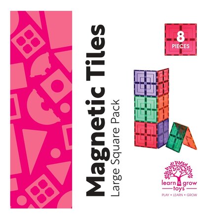Set de constructie cu piese magnetice Large Square Pack, +3 ani, 8 piese, Learn & Grow 640042