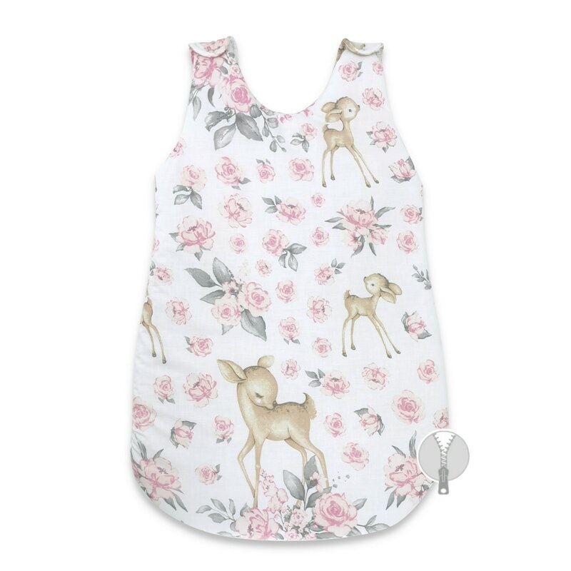 Sac de dormit pentru bebelusi, Sweet Deer Pink, 70 cm, 0 - 6 luni, MimiNu